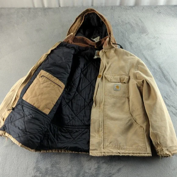 Vintage Y2K Carhartt Jacket Mens XL Brown Duck Quilt C03 Arctic Coat Grunge Fade - Picture 3 of 16